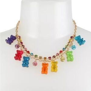 NWOT Betsey Johnson Colorful Gummy Bear Charm Necklace Gold